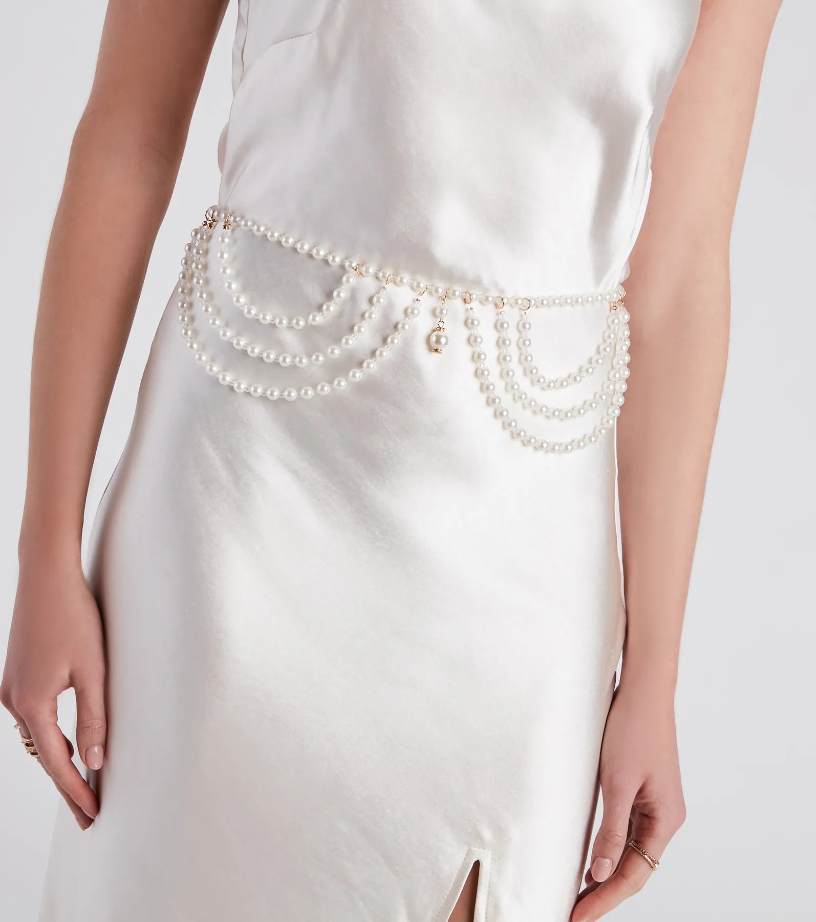 Layered In Glamour Pearl Chain Belt - Image 2