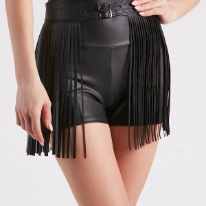 Festival Girl Faux Leather Fringe Belt