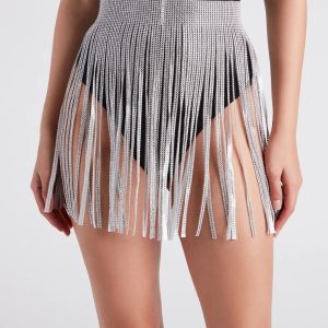 Festival Glam Rhinestone Fringe Belt