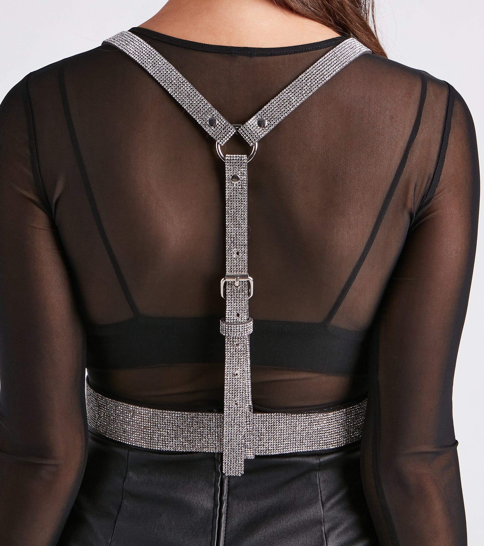 Glam Alert Rhinestone Harness Belt - Image 3