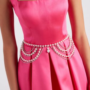 Draped In Glamour Pearl And Rhinestone Belt