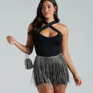 Endless Fun Rhinestone Fringe Skirt Belt