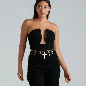 Bold And Glamorous Cross Charm Chain Belt