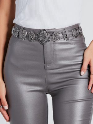 Floral Etched Western Chain Belt