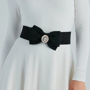 Glam Perfection Rhinestone Bow Stretch Belt