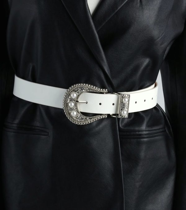 Western Glam Girl Pearl And Rhinestone Statement Belt - Image 2
