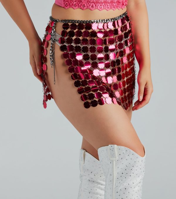Hit The Lights Sequin Chain Belt Skirt - Image 8