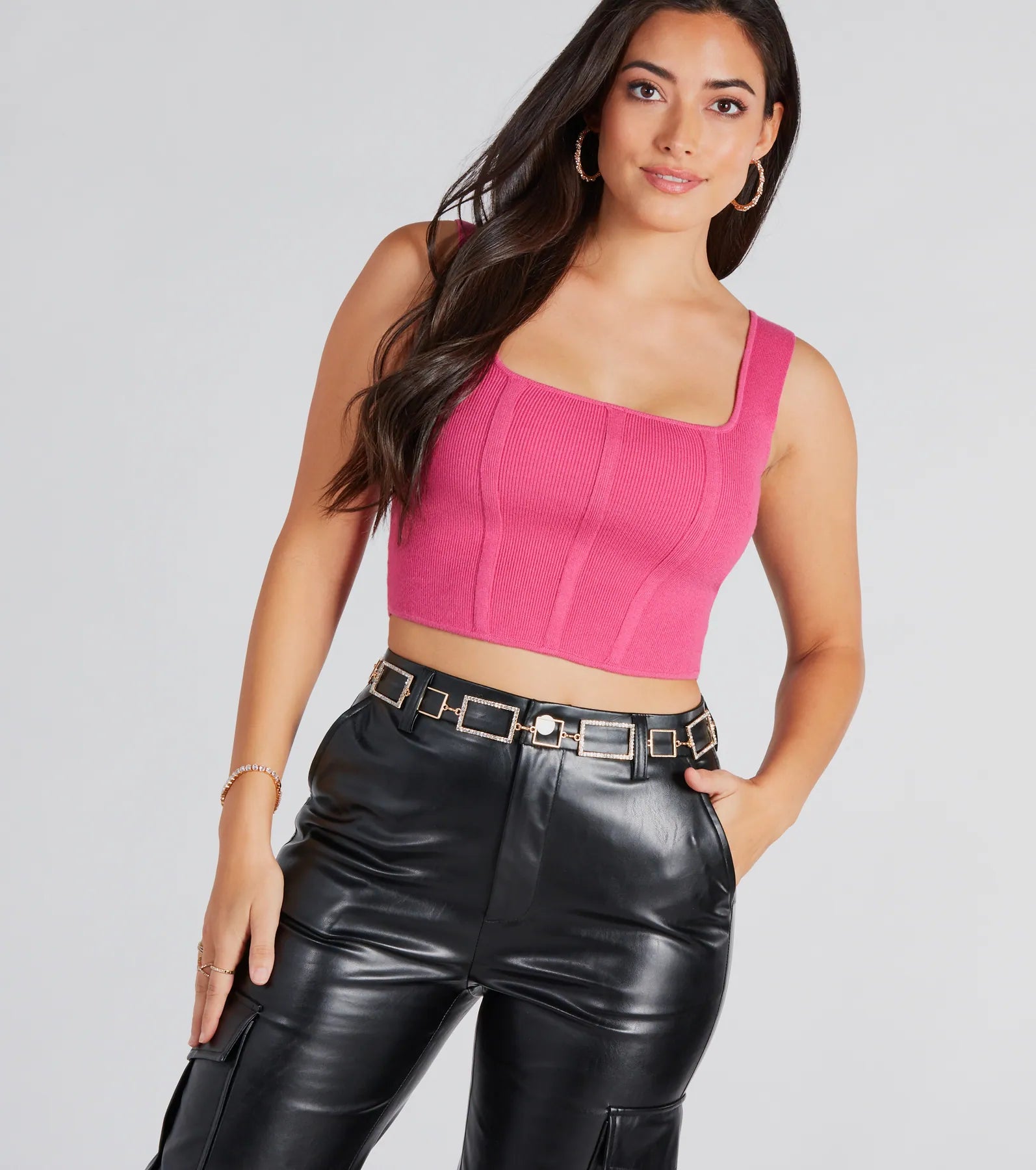 Amp Up The Glam Rhinestone Chain Belt - Image 2