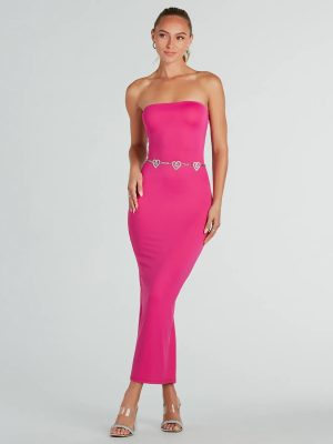 Diamond Heart Rhinestone Chain Belt