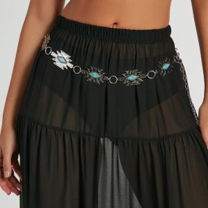 Boho-Chic Turquoise Accent Chain Belt