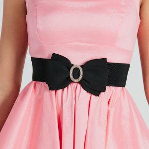 Posh Perfection Rhinestone Bow Stretch Belt