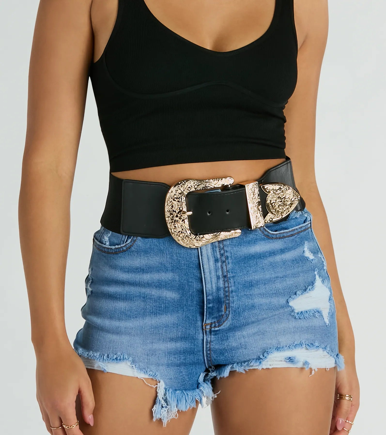 Running The West Buckle Wide Stretch Belt - Image 3
