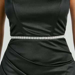 Luxe Sheen Dainty Pearl And Rhinestone Belt
