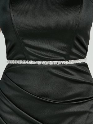 Luxe Sheen Dainty Pearl And Rhinestone Belt