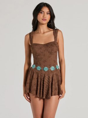 Land And Sea Flower Stone Concho Belt