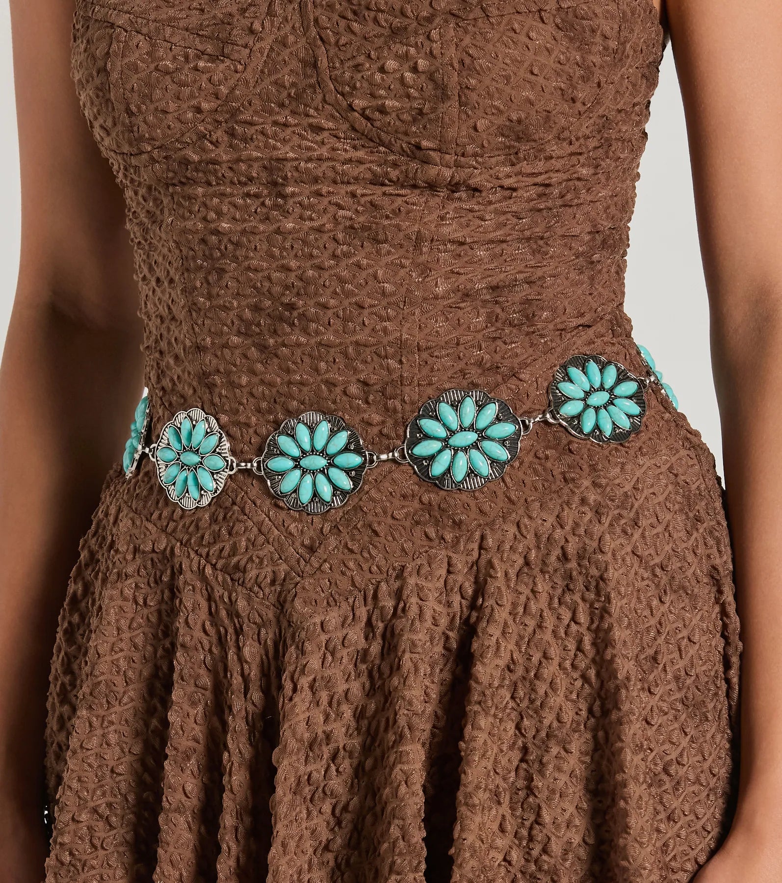 Land And Sea Flower Stone Concho Belt - Image 2