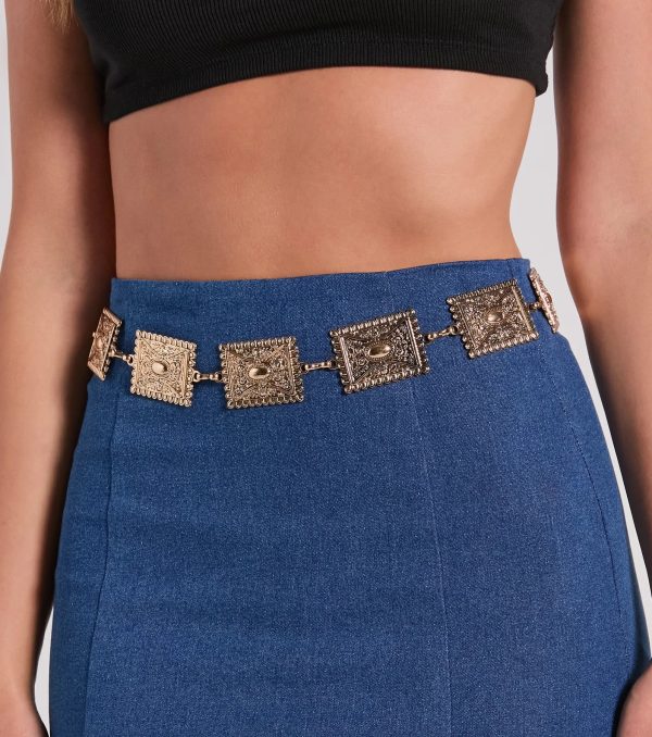Riding Solo Rectangle Concho Chain Belt - Image 2