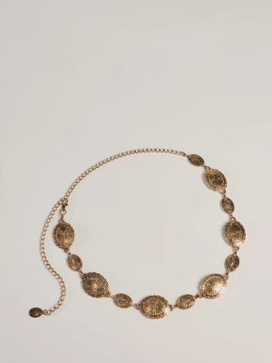 Rustic Charm Concho Oval Metal Chain Belt