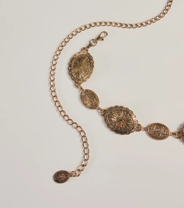 Rustic Charm Concho Oval Metal Chain Belt - Image 2