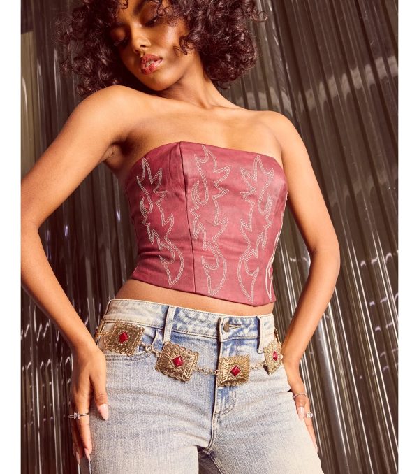 Western Vibes Colored Stone Chain Belt - Image 3