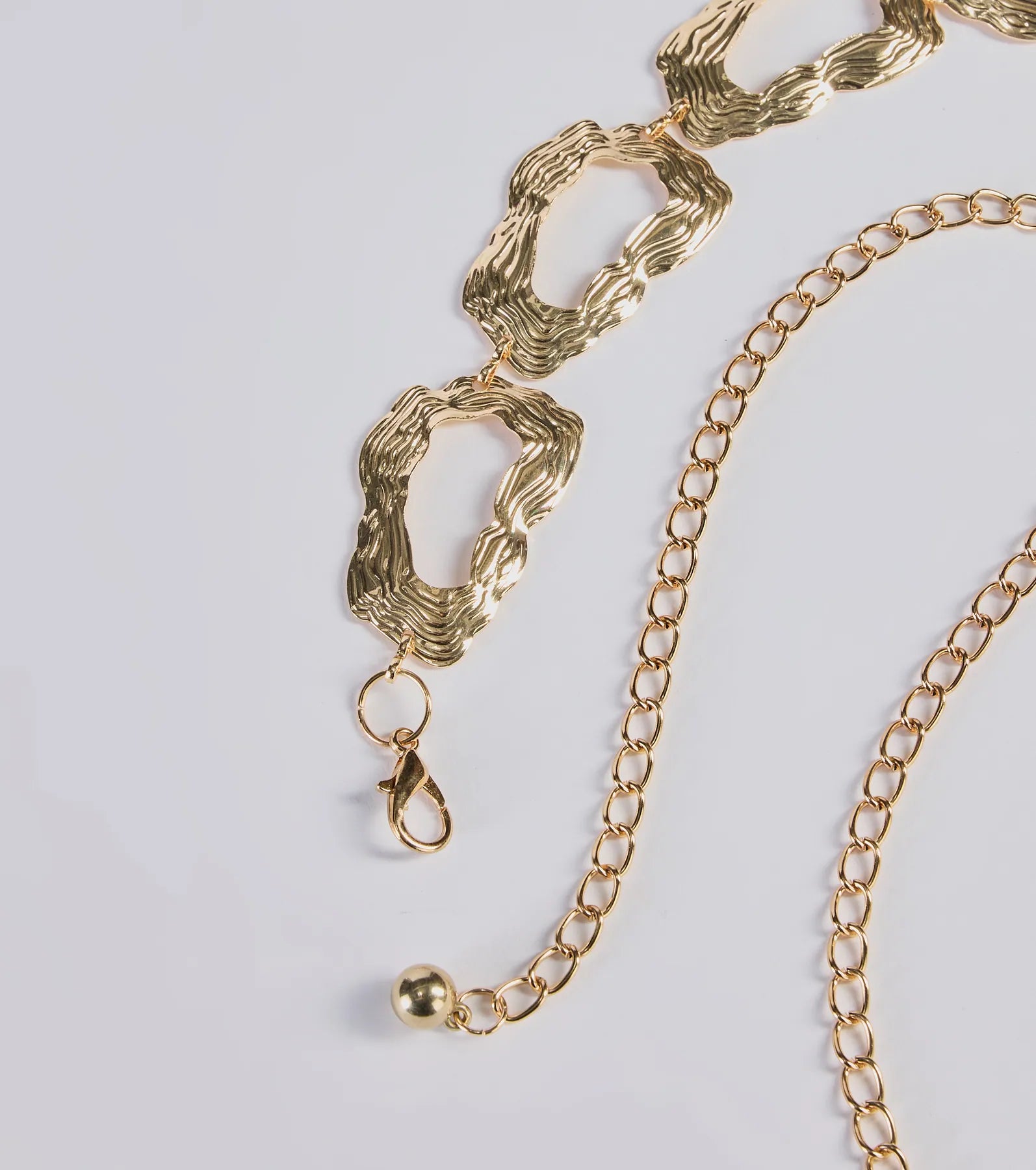 Boldly Chic Abstract Hammered Metal Chain Belt - Image 2