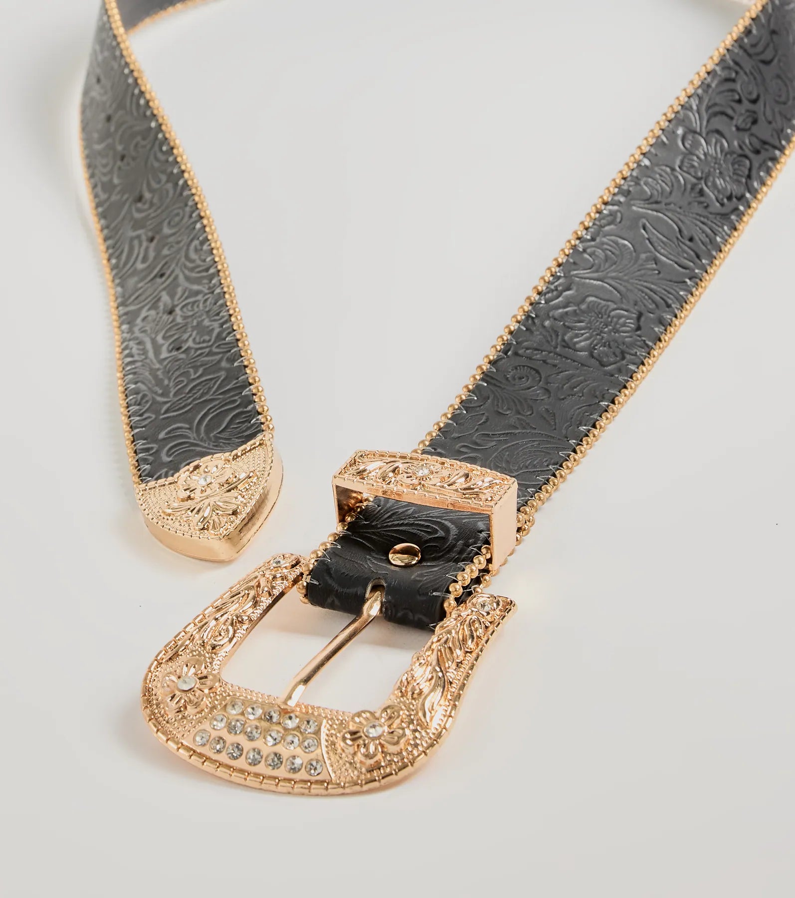 Country Chic Western Embossed Faux Leather Belt - Image 2