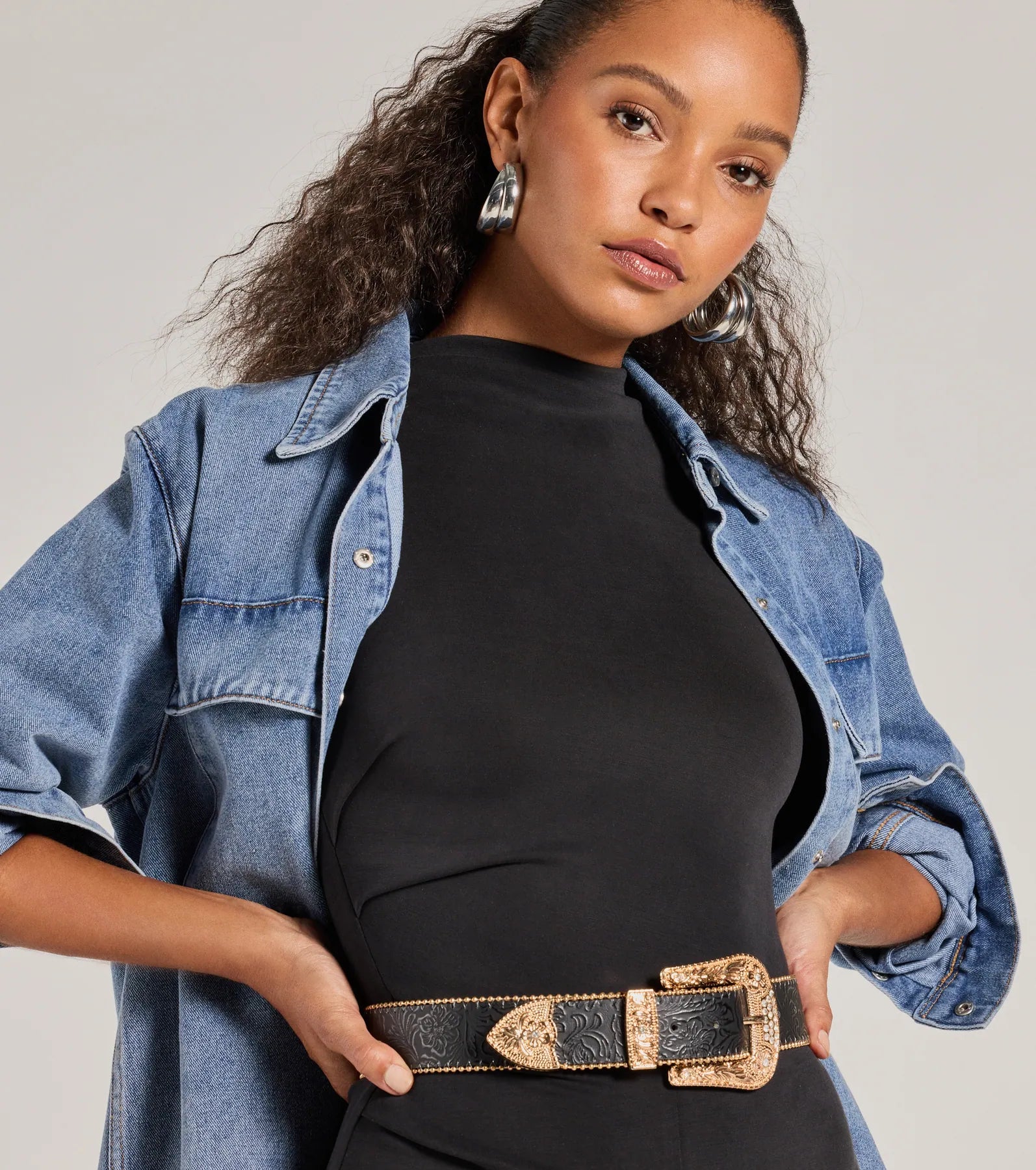 Country Chic Western Embossed Faux Leather Belt - Image 3