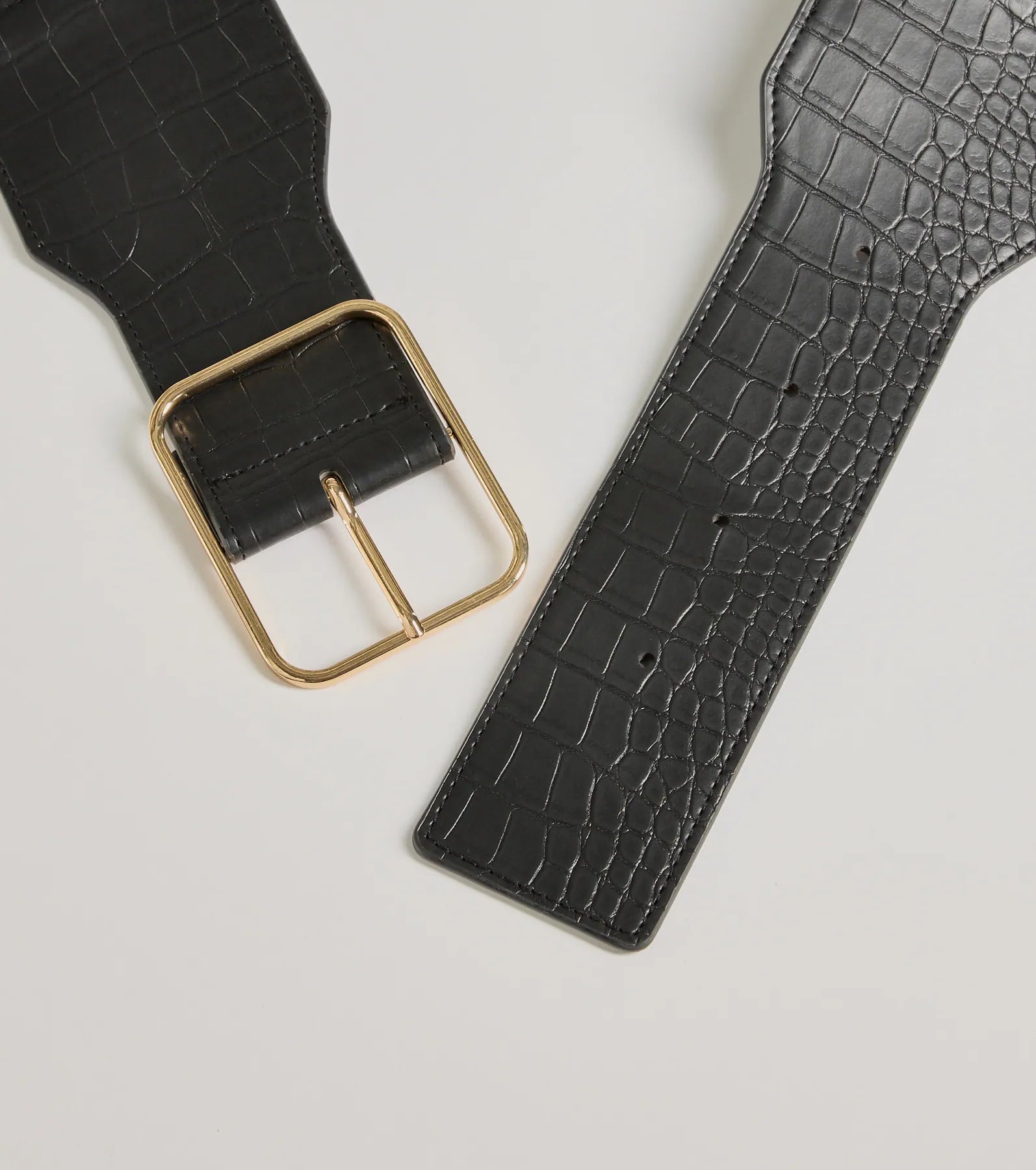 Major Stun Faux Croc-Embossed Wide Stretch Belt - Image 2
