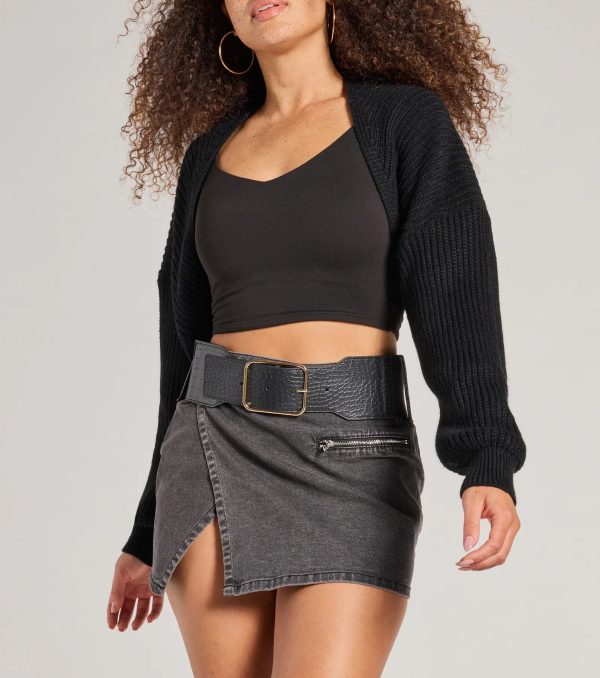Major Stun Faux Croc-Embossed Wide Stretch Belt - Image 3