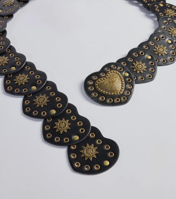 Western Love Heart Medallion Faux Leather Belt - Image 2