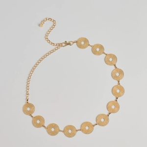 Boho Chic Textured Disc Chain Metal Belt