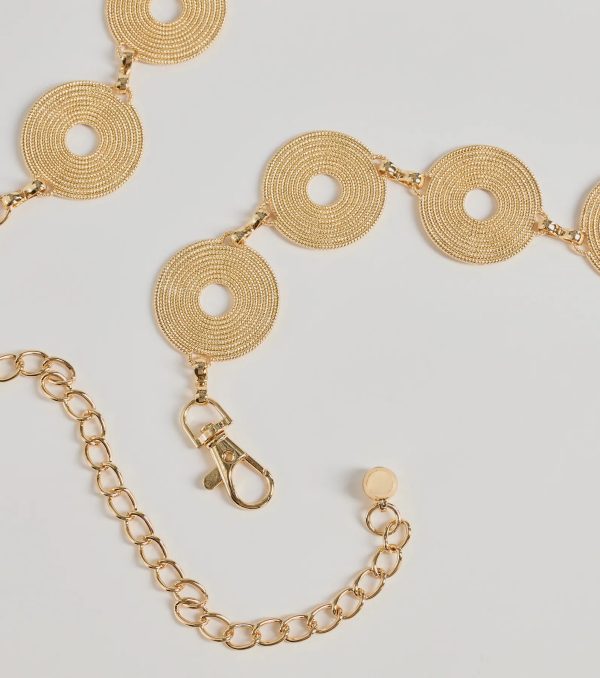 Boho Chic Textured Disc Chain Metal Belt - Image 2