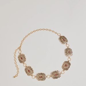 Vintage Charm Gemstone Concho Chain Belt