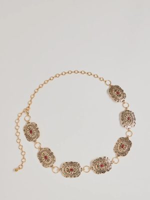 Vintage Charm Gemstone Concho Chain Belt