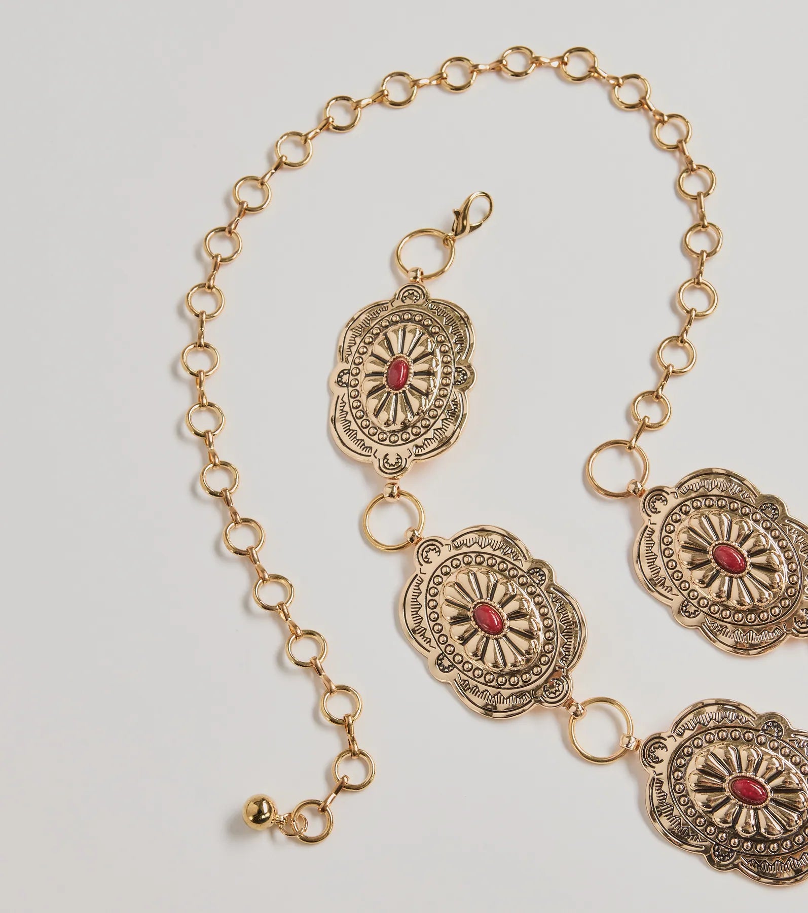 Vintage Charm Gemstone Concho Chain Belt - Image 2