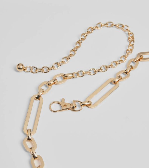 Chic Muse Paper Clip Metal Chain Belt - Image 2