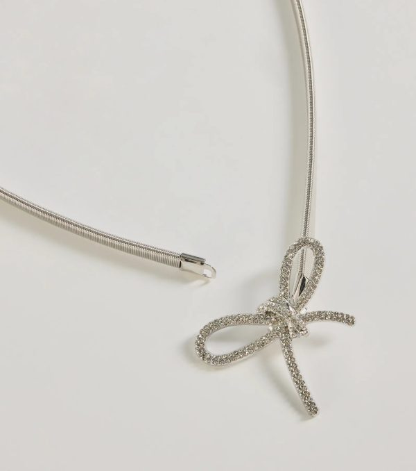 Gleaming Chic Rhinestone Bow Metal Coil Belt - Image 2