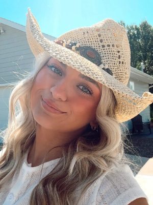 Chic Beaded Straw Cowboy Hat