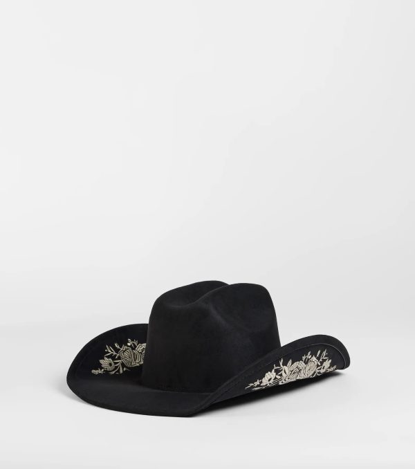 Western Blooms Embroidered Rose Cowboy Hat - Image 3