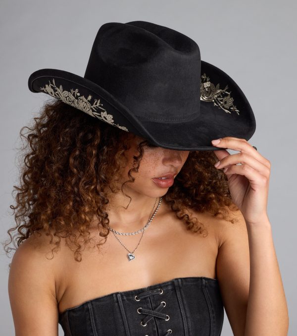 Western Blooms Embroidered Rose Cowboy Hat - Image 4