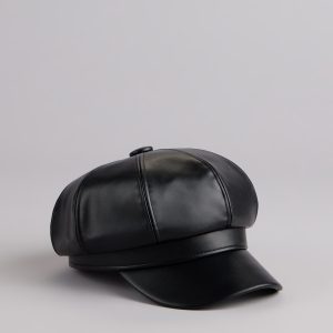 Off Duty Faux Leather Cabby Hat