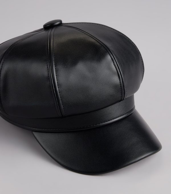 Off Duty Faux Leather Cabby Hat - Image 2
