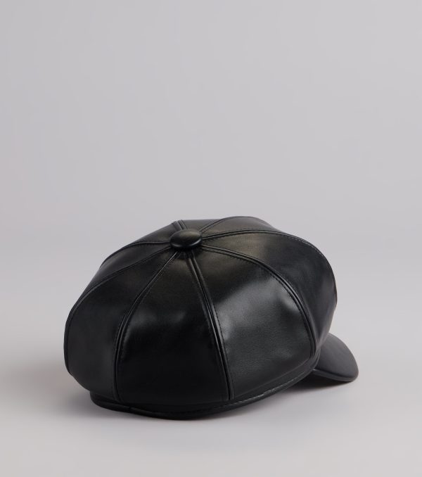 Off Duty Faux Leather Cabby Hat - Image 3