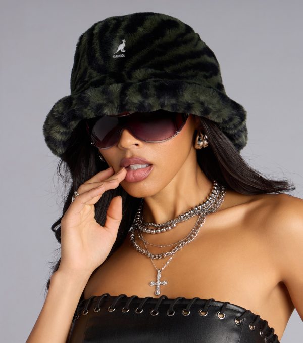 Kangol Zebra Print Faux Fur Bucket Hat - Image 5