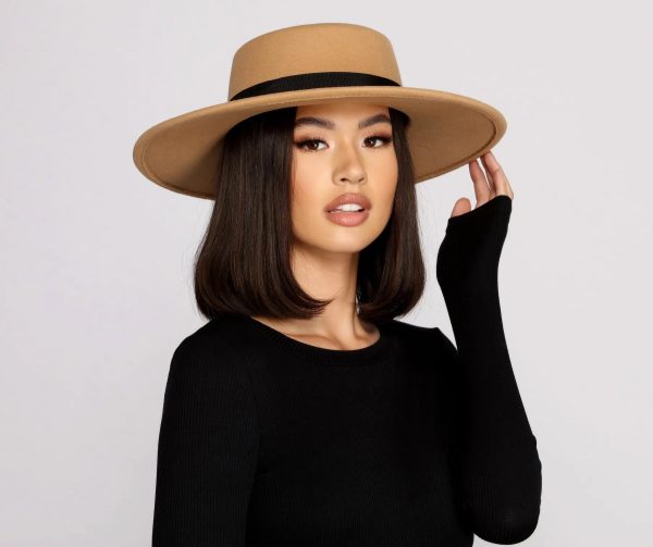 Faux Wool Banded Boater Hat - Image 4