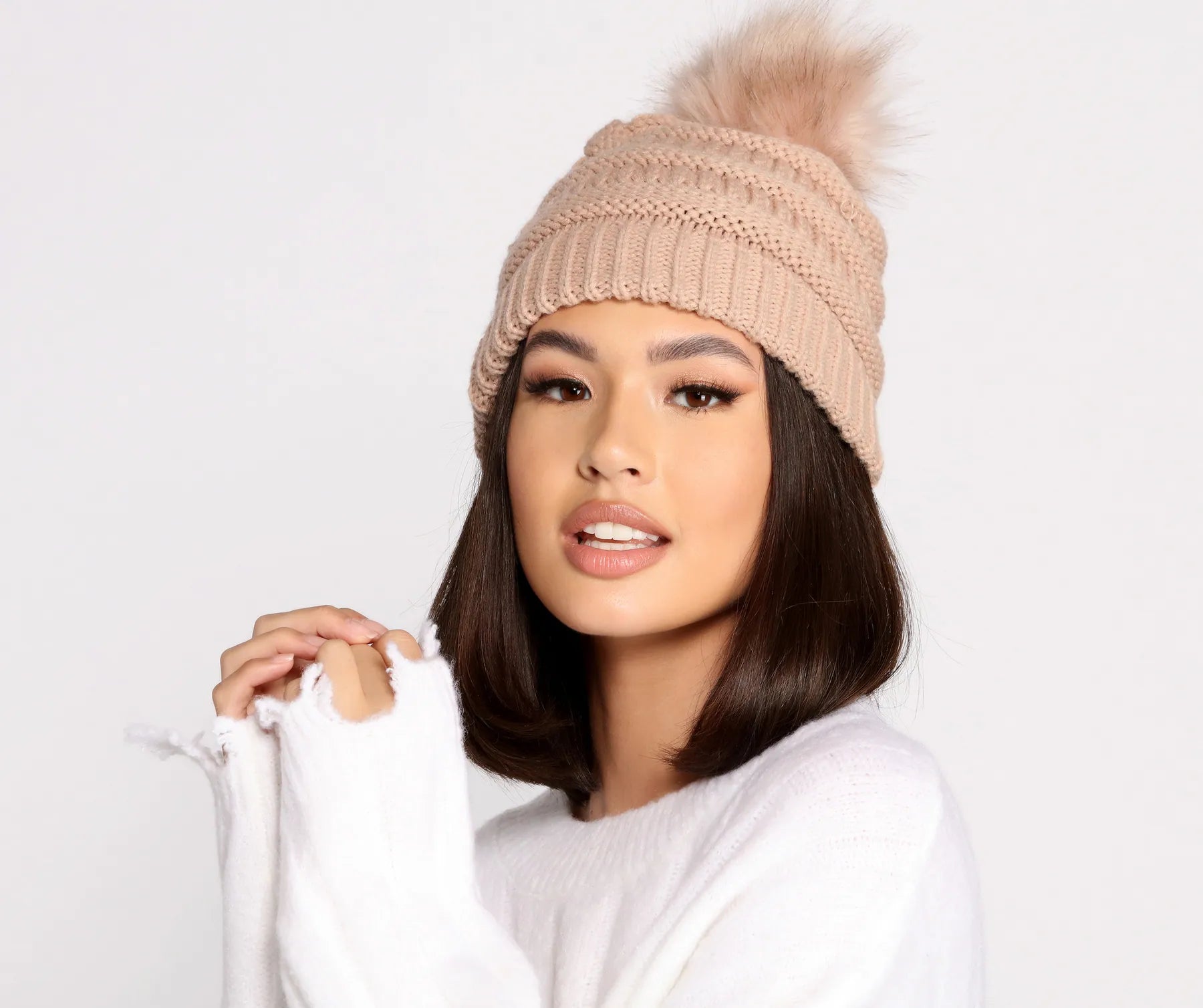 Chunky Knit Pom Beanie - Image 2