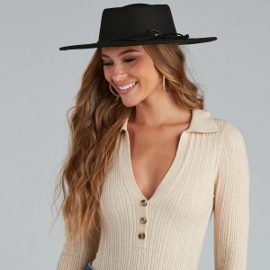 Lasso Of Style Faux Wool Boater Hat