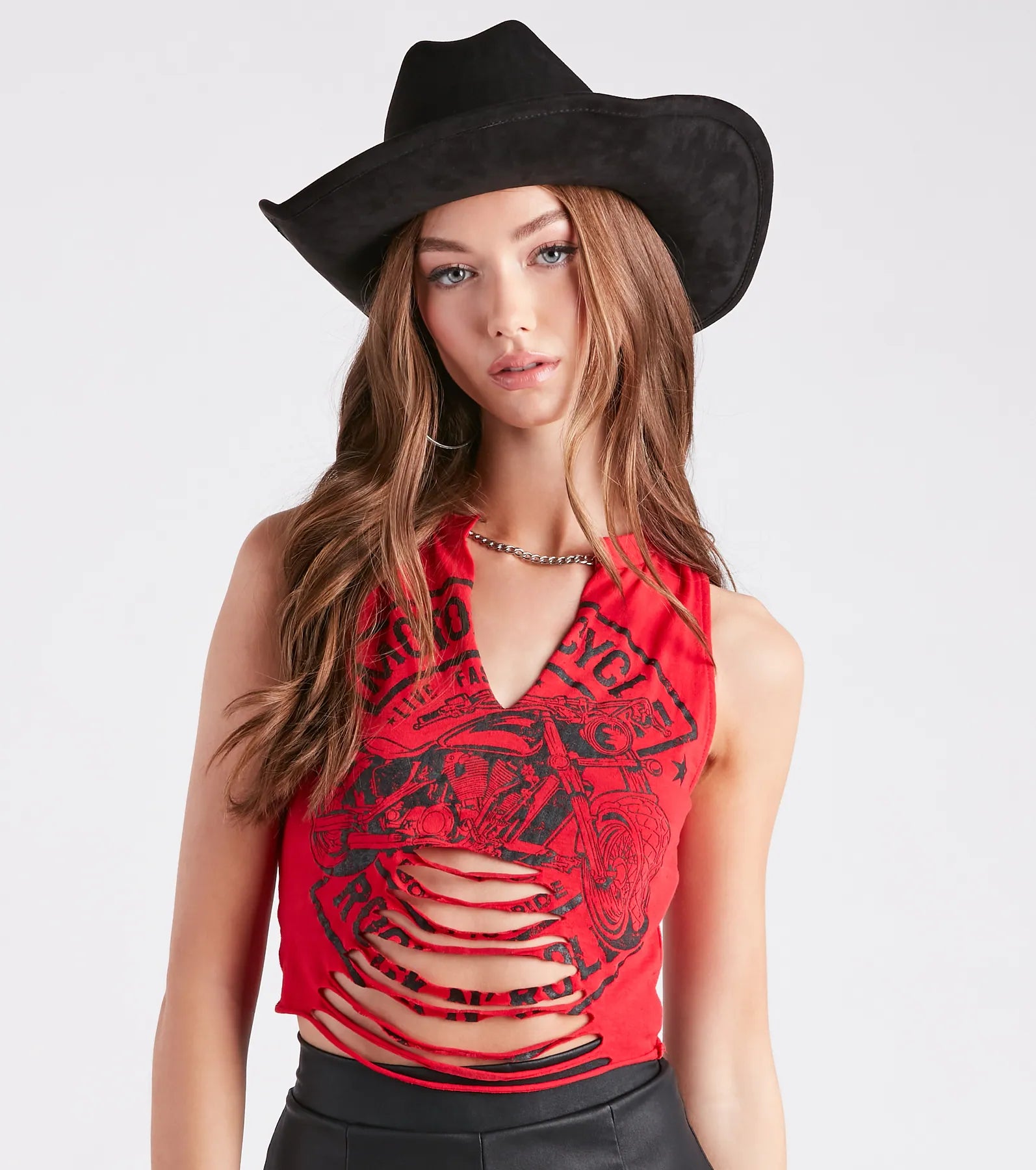 Western Heart Faux Suede Cowboy Hat - Image 7