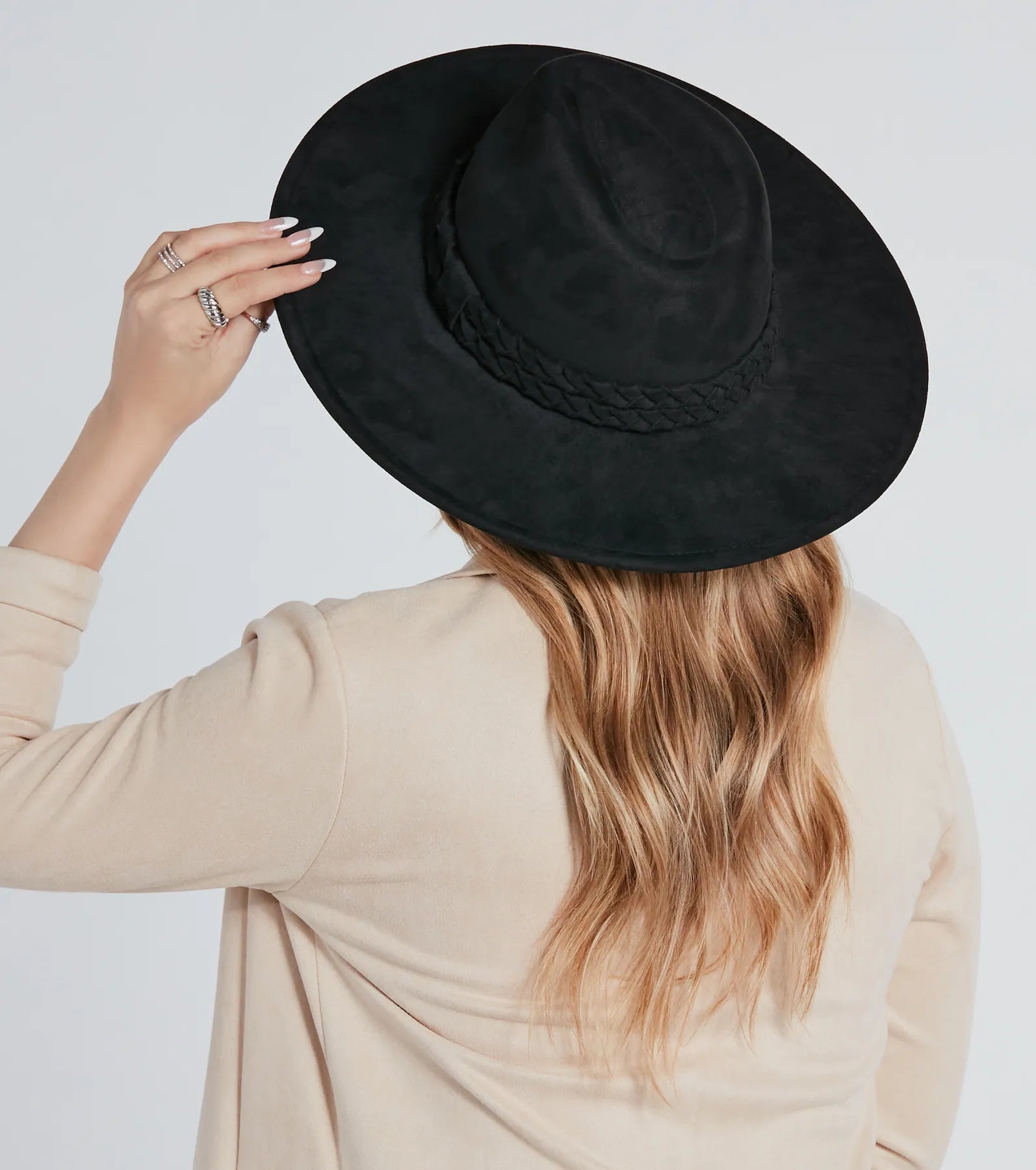 Chic Adventure Braided Faux Suede Panama Hat - Image 4