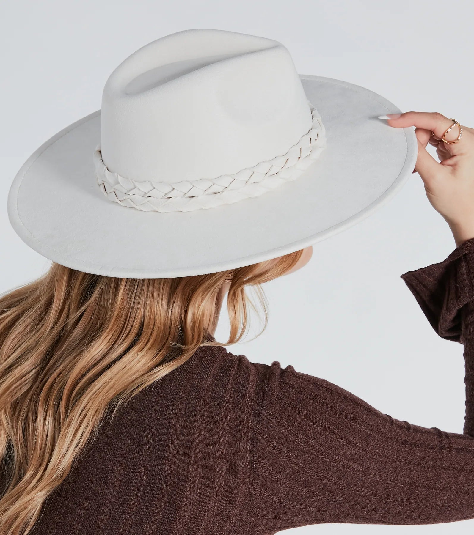 Chic Adventure Braided Faux Suede Panama Hat - Image 2